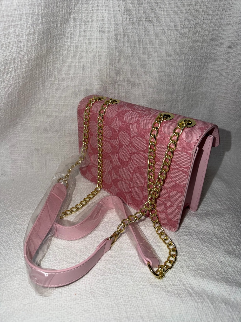 Coach Pink Signature Chain Shoulder Bag with Gold Hardware (Possible Dupe) - Picture 4 of 4